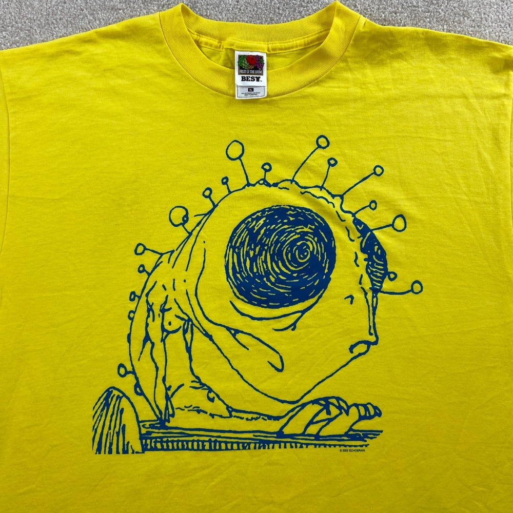 Vintage Echobrain T-Shirt Mens XL Yellow 2002 Tour Band Graphic Tee